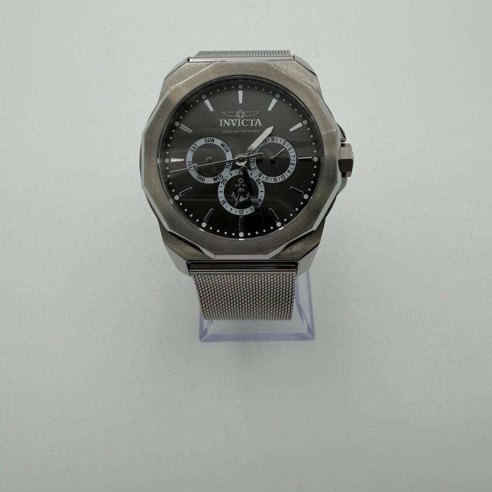 Invicta Ocean Voyage Watch 46250 Silver Black Dial Stainless Steel